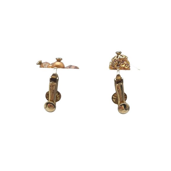 Vendome Brown Silver Cluster Bead Earrings Screw Back Closure Gold Tone VTG - Picture 6 of 8